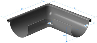 Чертеж угла внешнего 90 (Водостоки STAL)