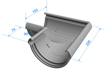 Чертеж углового элемента 90 (Водостоки LUX)