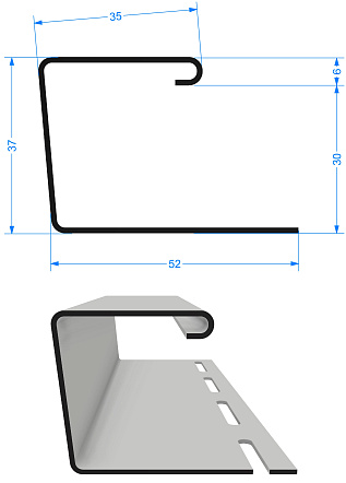 Чертеж J-профиля 30 мм