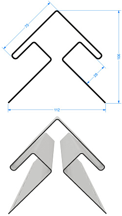 Чертеж внешнего угла 75/30 мм