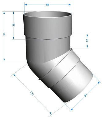 Чертеж колена 45 (Водостоки PREMIUM)