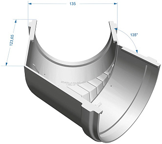 Чертеж углового элемента 135 (Водостоки PREMIUM)
