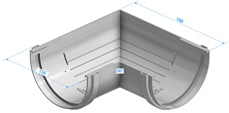 Чертеж углового элемента 90, универсального (Водостоки STANDARD)