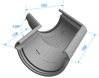 Чертеж углового элемента 135 (Водостоки LUX)