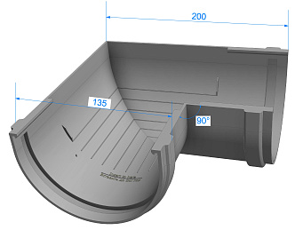 Чертеж углового элемента 90 (Водостоки PREMIUM)